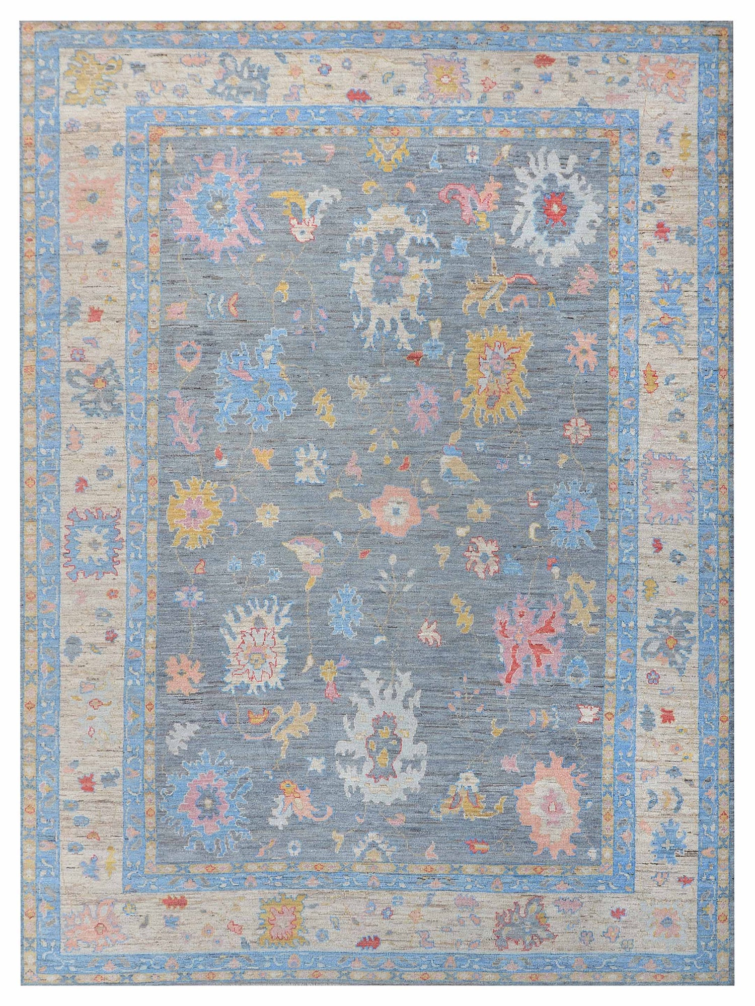 Pacific Ushak Wool Weft  D.Grey Beige Transitional