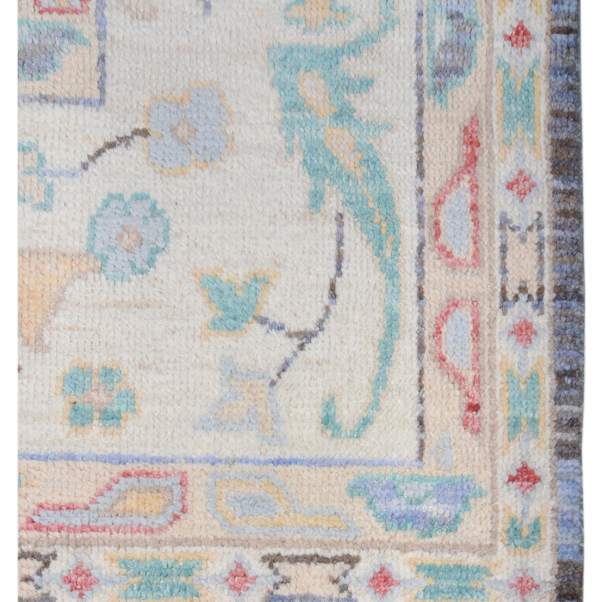 Pacific Ushak Wool Weft 42466 Blue Ivory Transitional Hand Knotted Rug