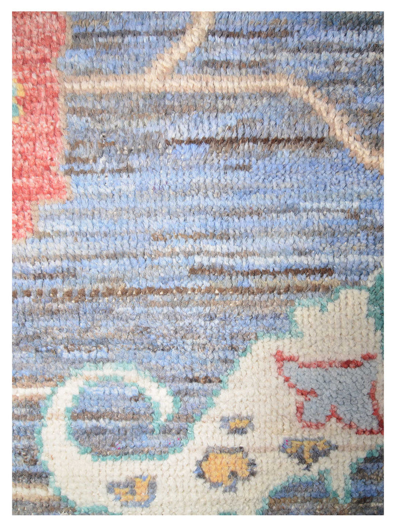Pacific Ushak Wool Weft 42466 Blue Ivory Transitional Hand Knotted Rug