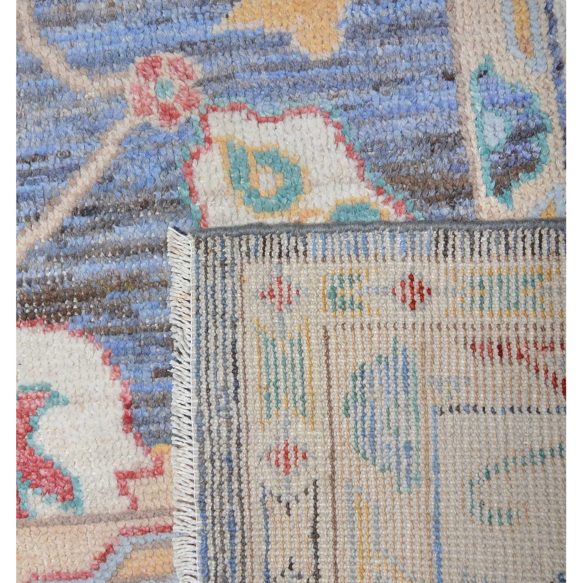 Pacific Ushak Wool Weft 42466 Blue Ivory Transitional Hand Knotted Rug