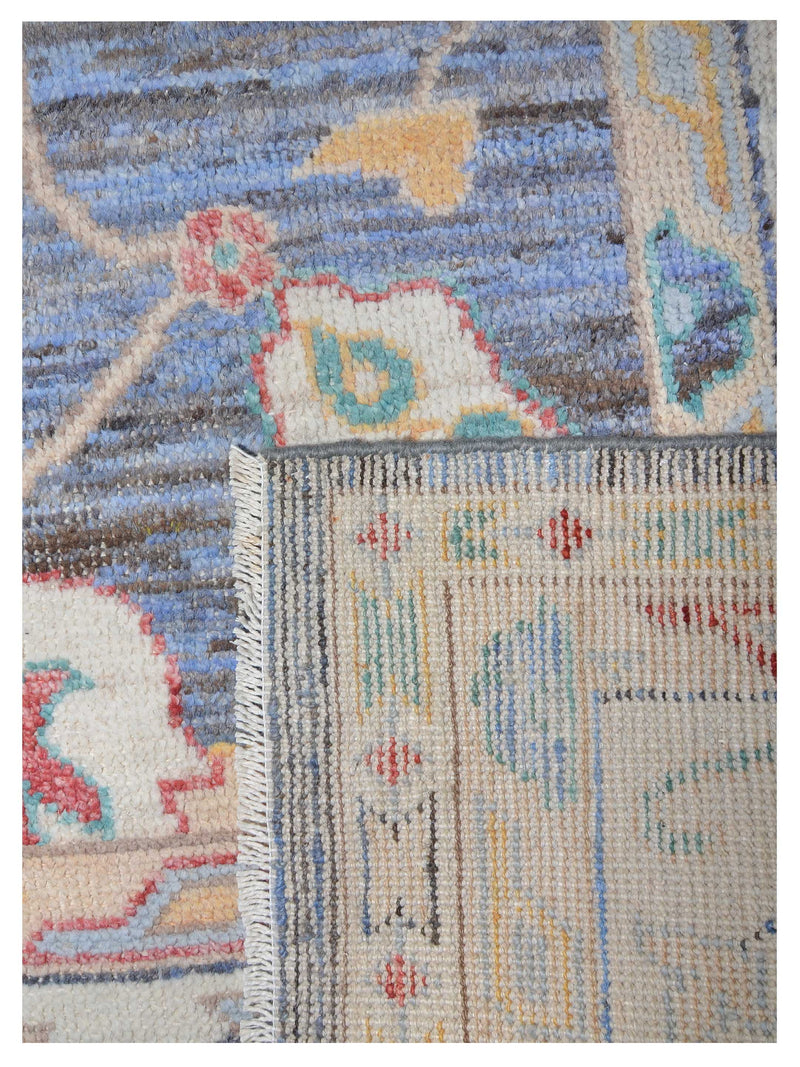 Pacific Ushak Wool Weft 42466 Blue Ivory Transitional Hand Knotted Rug