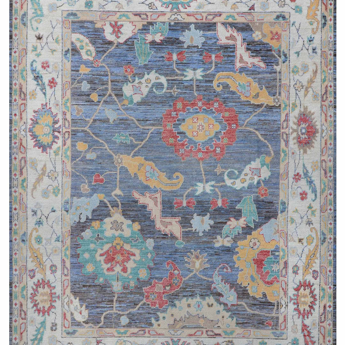 Pacific Ushak Wool Weft  Blue Ivory Transitional