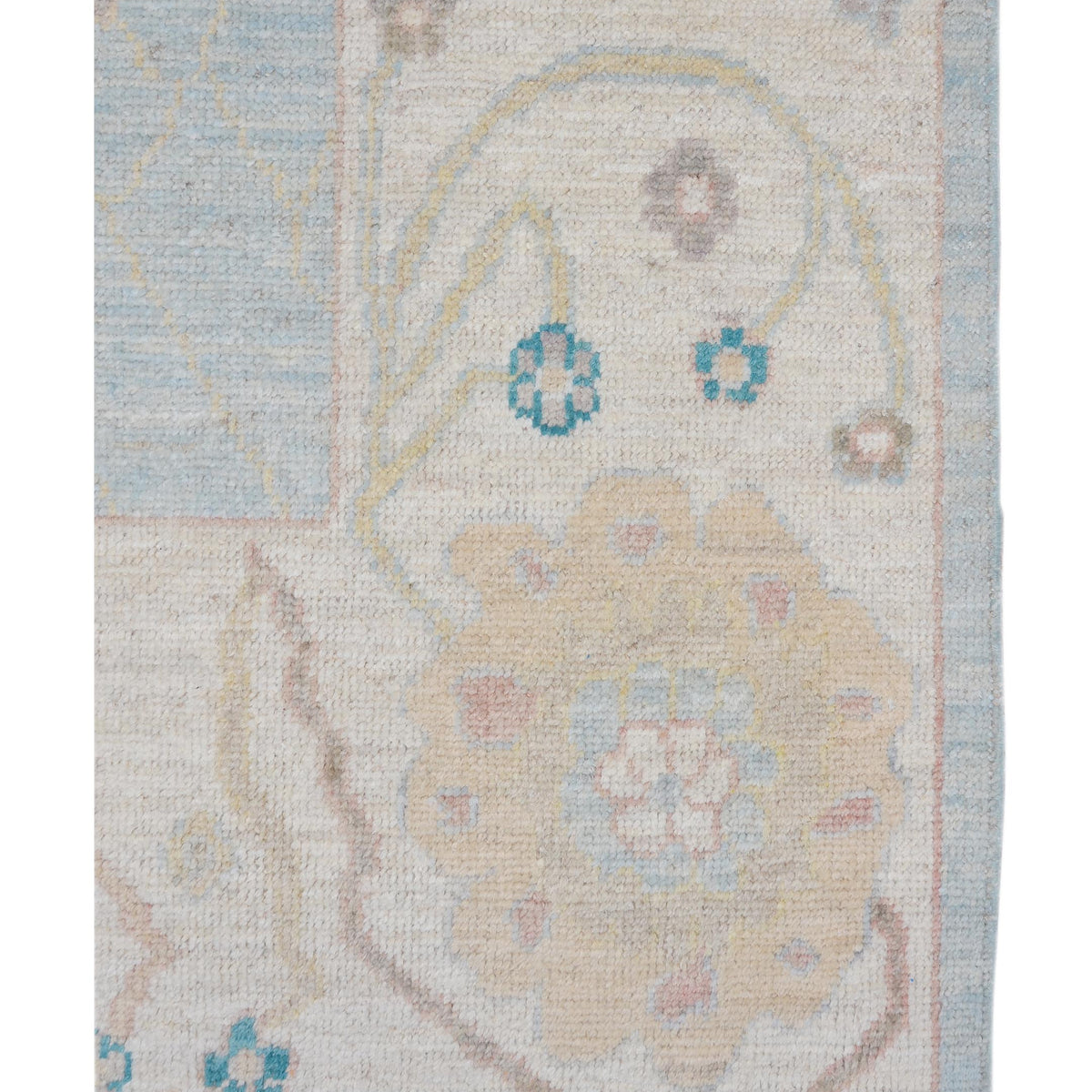 Pacific Ushak Wool Weft 42467 Turquoise Ivory Transitional Hand Knotted Rug