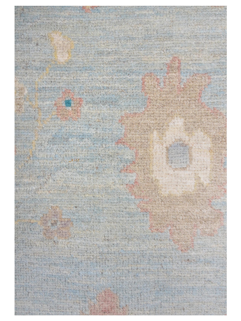 Pacific Ushak Wool Weft 42467 Turquoise Ivory Transitional Hand Knotted Rug