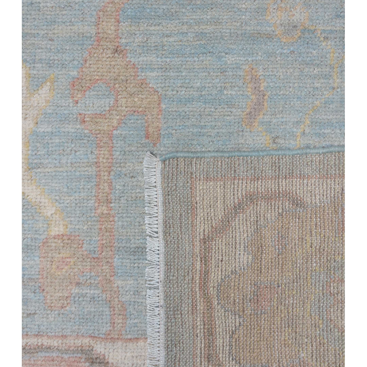 Pacific Ushak Wool Weft 42467 Turquoise Ivory Transitional Hand Knotted Rug