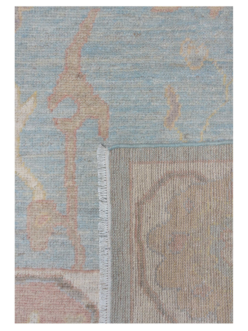 Pacific Ushak Wool Weft 42467 Turquoise Ivory Transitional Hand Knotted Rug