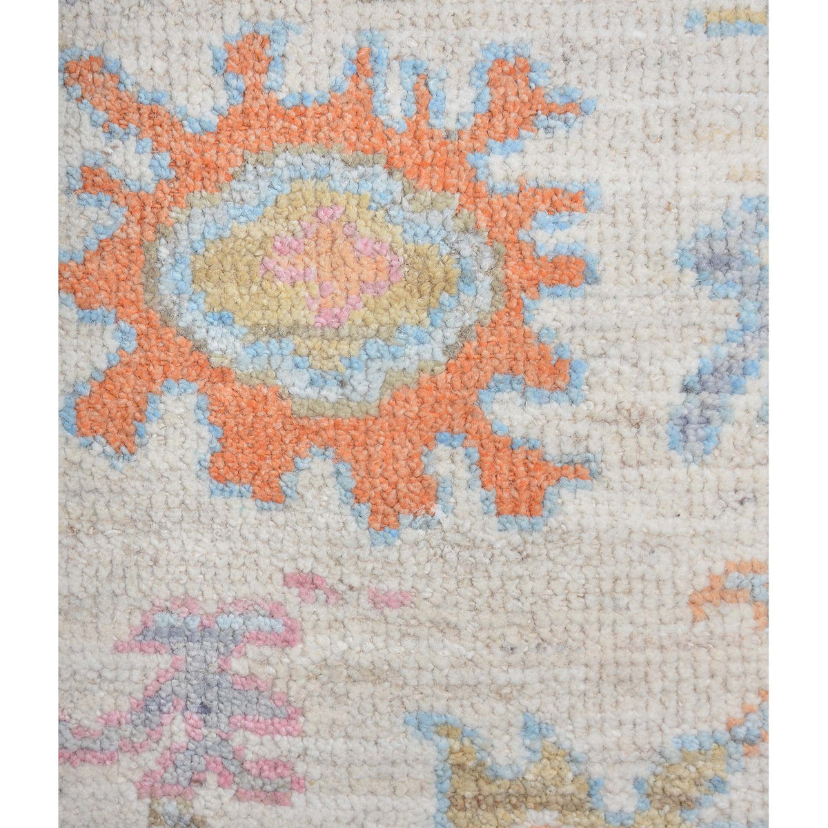 Pacific Ushak Wool Weft 42469 Ivory Lt.Blue Transitional Hand Knotted Rug