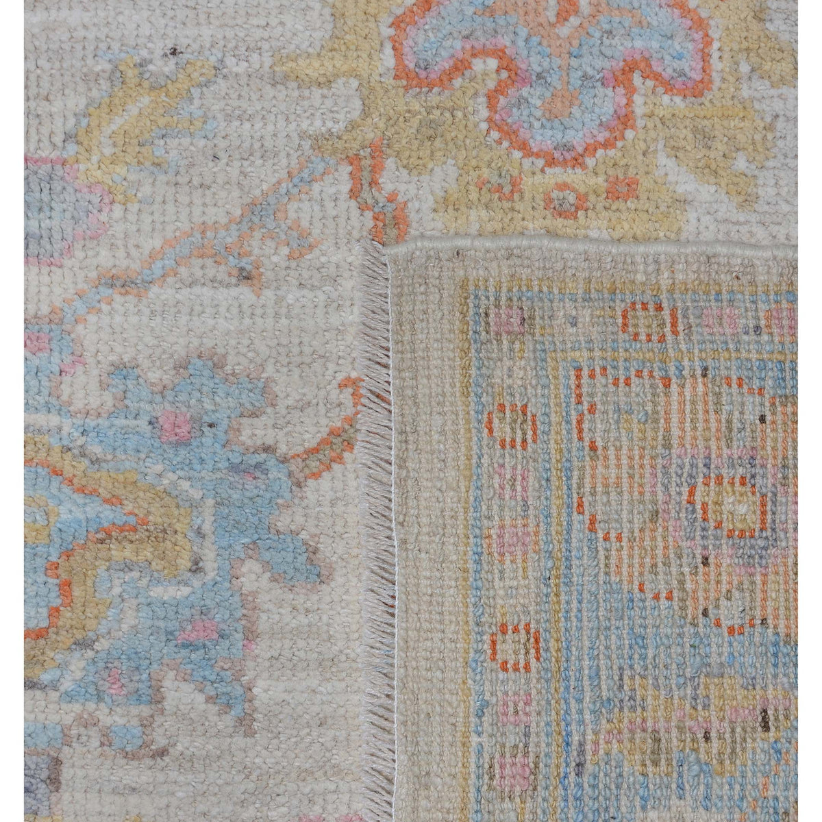 Pacific Ushak Wool Weft 42469 Ivory Lt.Blue Transitional Hand Knotted Rug