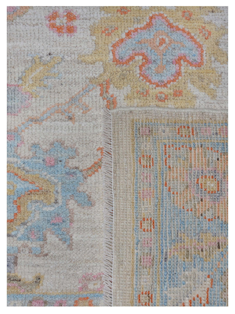 Pacific Ushak Wool Weft 42469 Ivory Lt.Blue Transitional Hand Knotted Rug