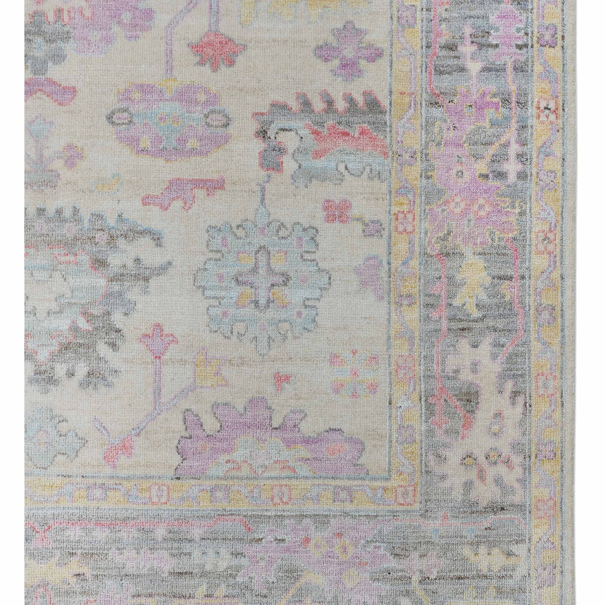 Pacific Ushak Wool Weft 42474 Ivory Grey Transitional Hand Knotted Rug