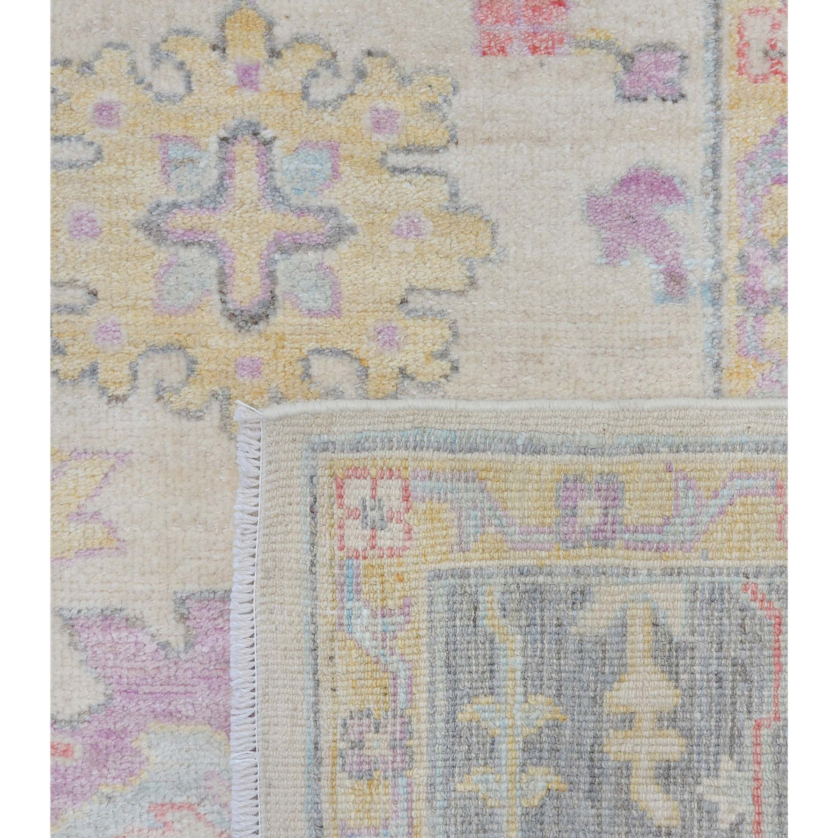 Pacific Ushak Wool Weft 42474 Ivory Grey Transitional Hand Knotted Rug