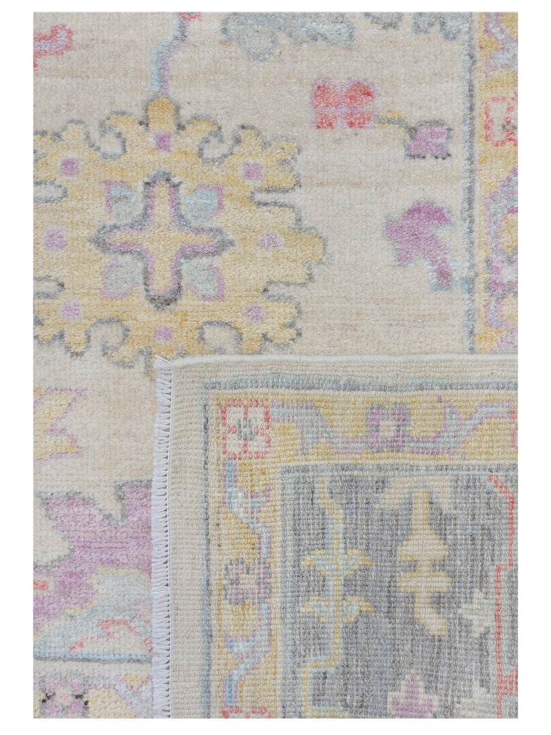 Pacific Ushak Wool Weft 42474 Ivory Grey Transitional Hand Knotted Rug