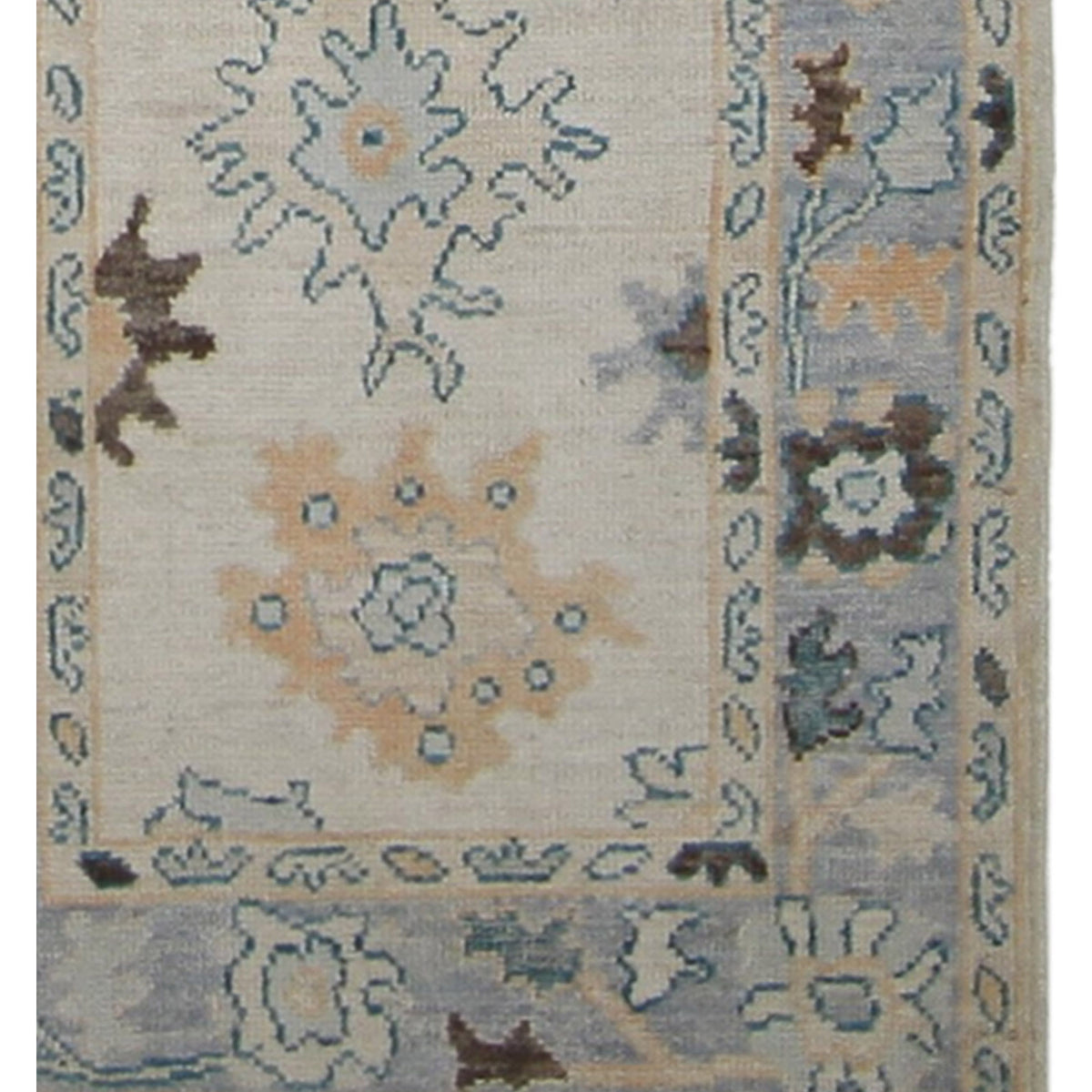 Pacific Ushak Wool Weft 42477 Beige Turquoise Transitional Hand Knotted Rug