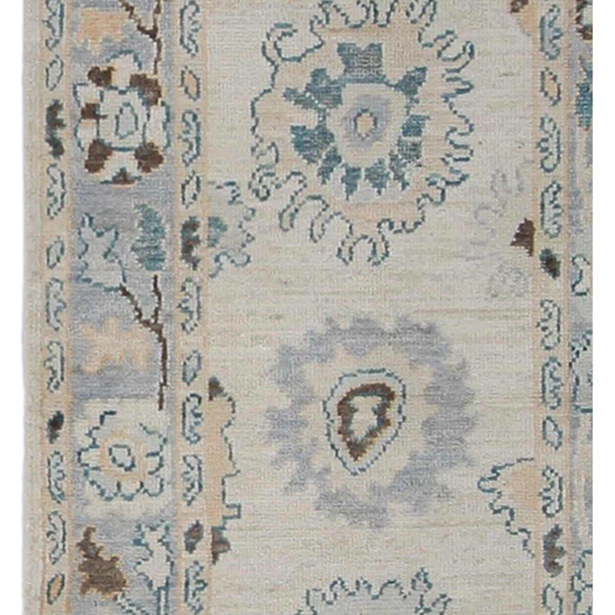 Pacific Ushak Wool Weft 42477 Beige Turquoise Transitional Hand Knotted Rug