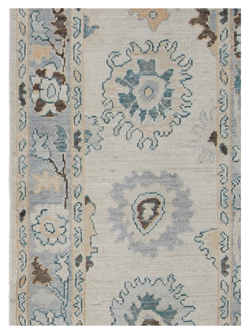 Pacific Ushak Wool Weft 42477 Beige Turquoise Transitional Hand Knotted Rug