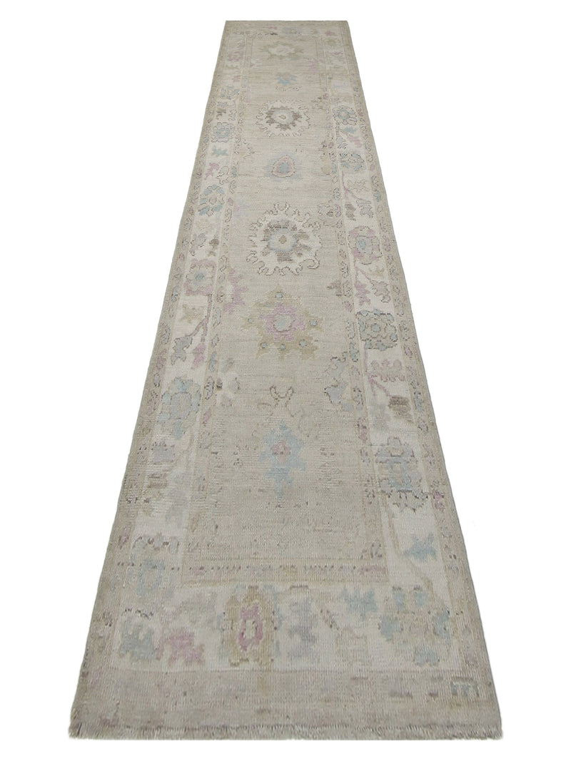 Pacific Ushak Wool Weft 42481 Beige Ivory Transitional Hand Knotted Rug