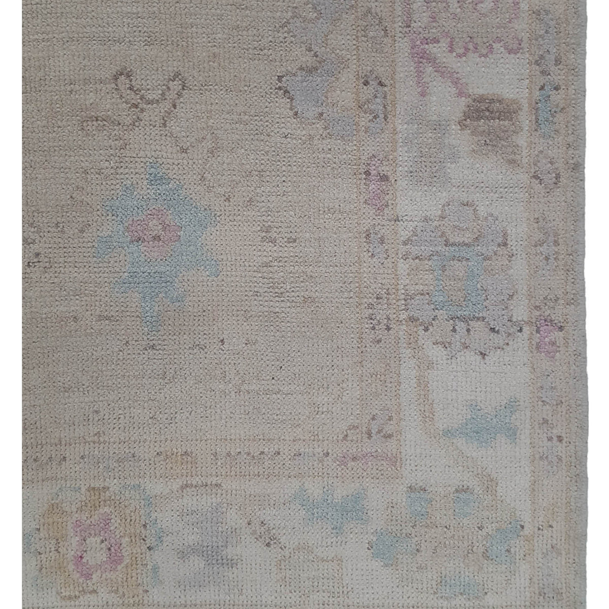 Pacific Ushak Wool Weft 42481 Beige Ivory Transitional Hand Knotted Rug