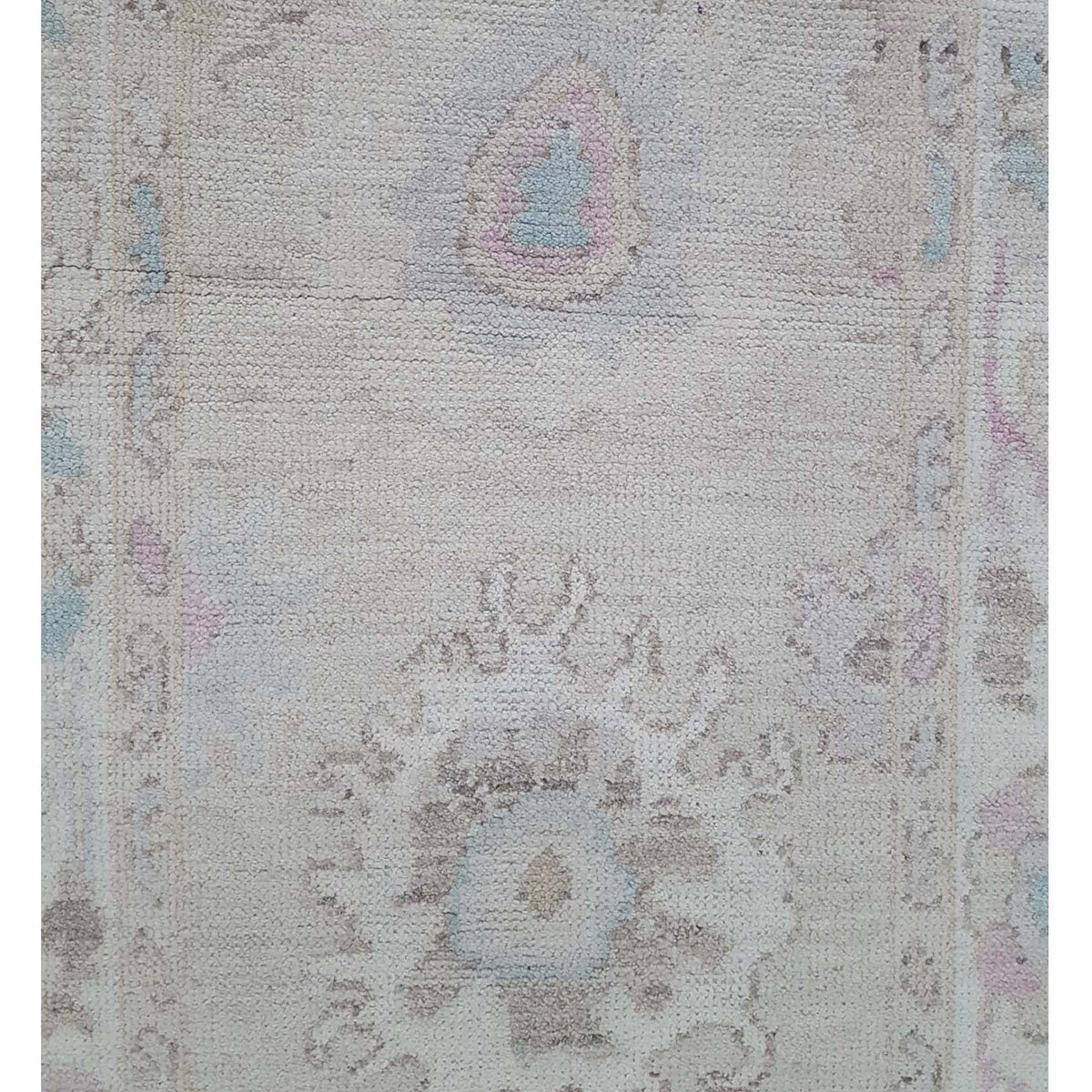 Pacific Ushak Wool Weft 42481 Beige Ivory Transitional Hand Knotted Rug