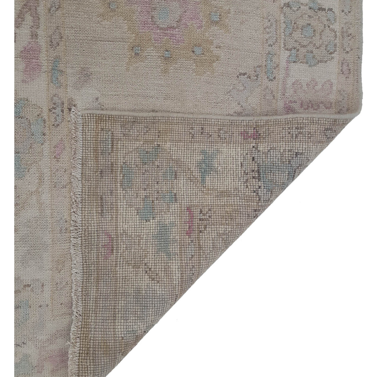 Pacific Ushak Wool Weft 42481 Beige Ivory Transitional Hand Knotted Rug