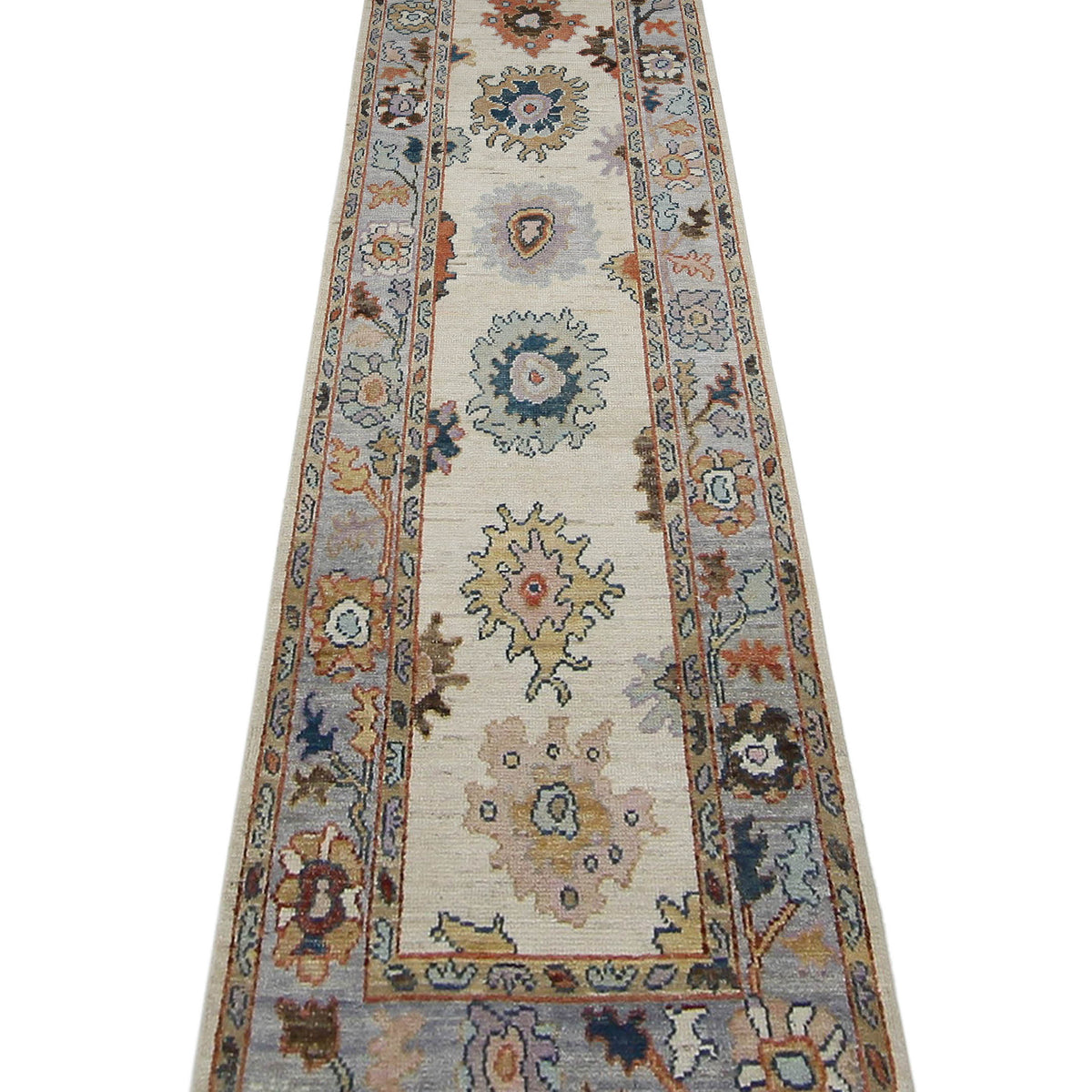 Pacific Ushak Wool Weft 42482 Beige Lavender Transitional Hand Knotted Rug