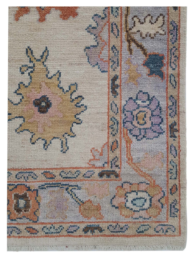 Pacific Ushak Wool Weft 42482 Beige Lavender Transitional Hand Knotted Rug