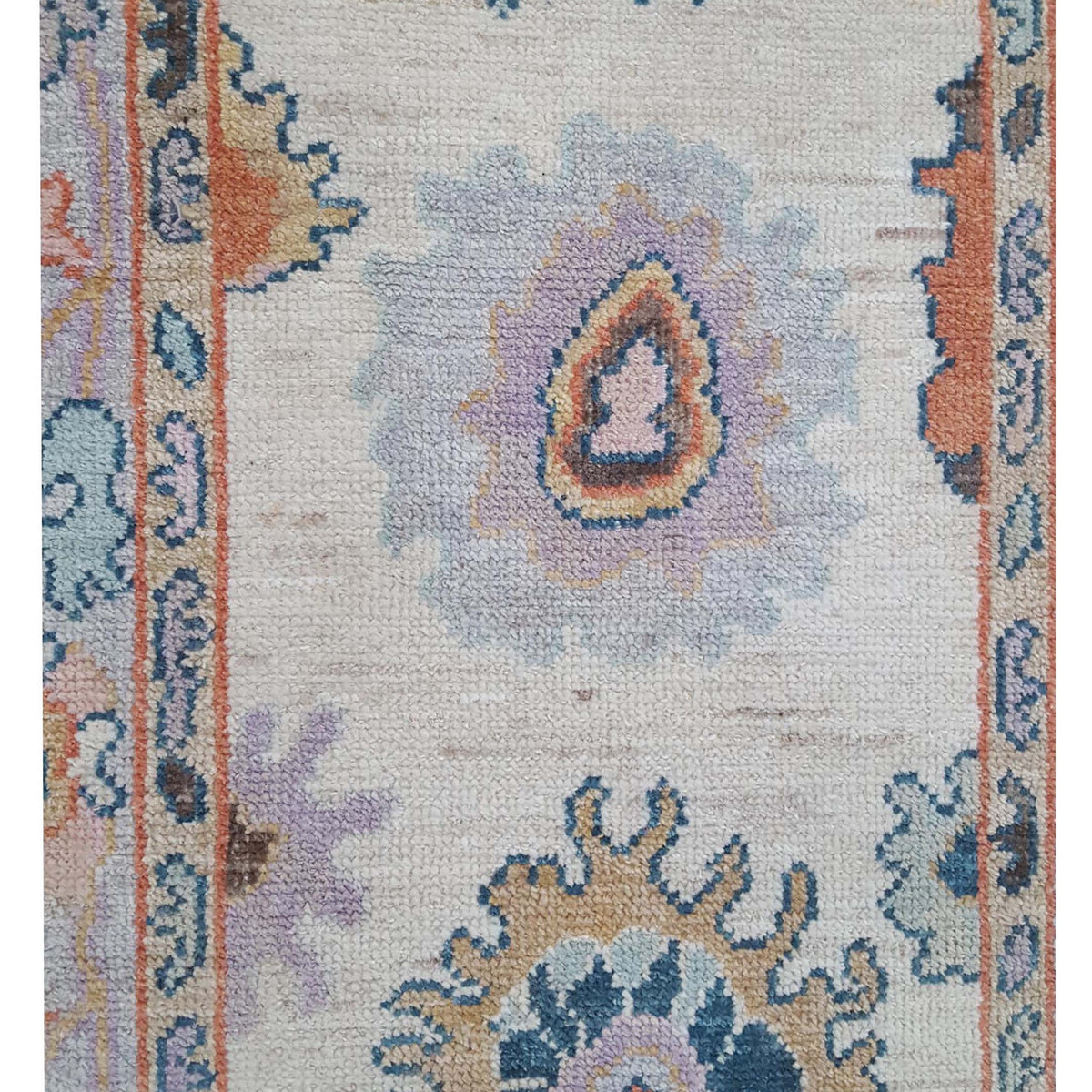 Pacific Ushak Wool Weft 42482 Beige Lavender Transitional Hand Knotted Rug