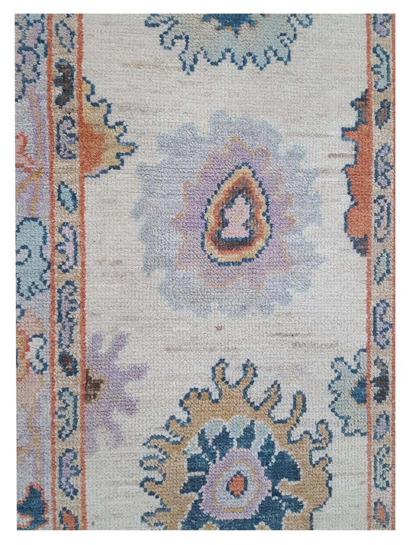 Pacific Ushak Wool Weft 42482 Beige Lavender Transitional Hand Knotted Rug