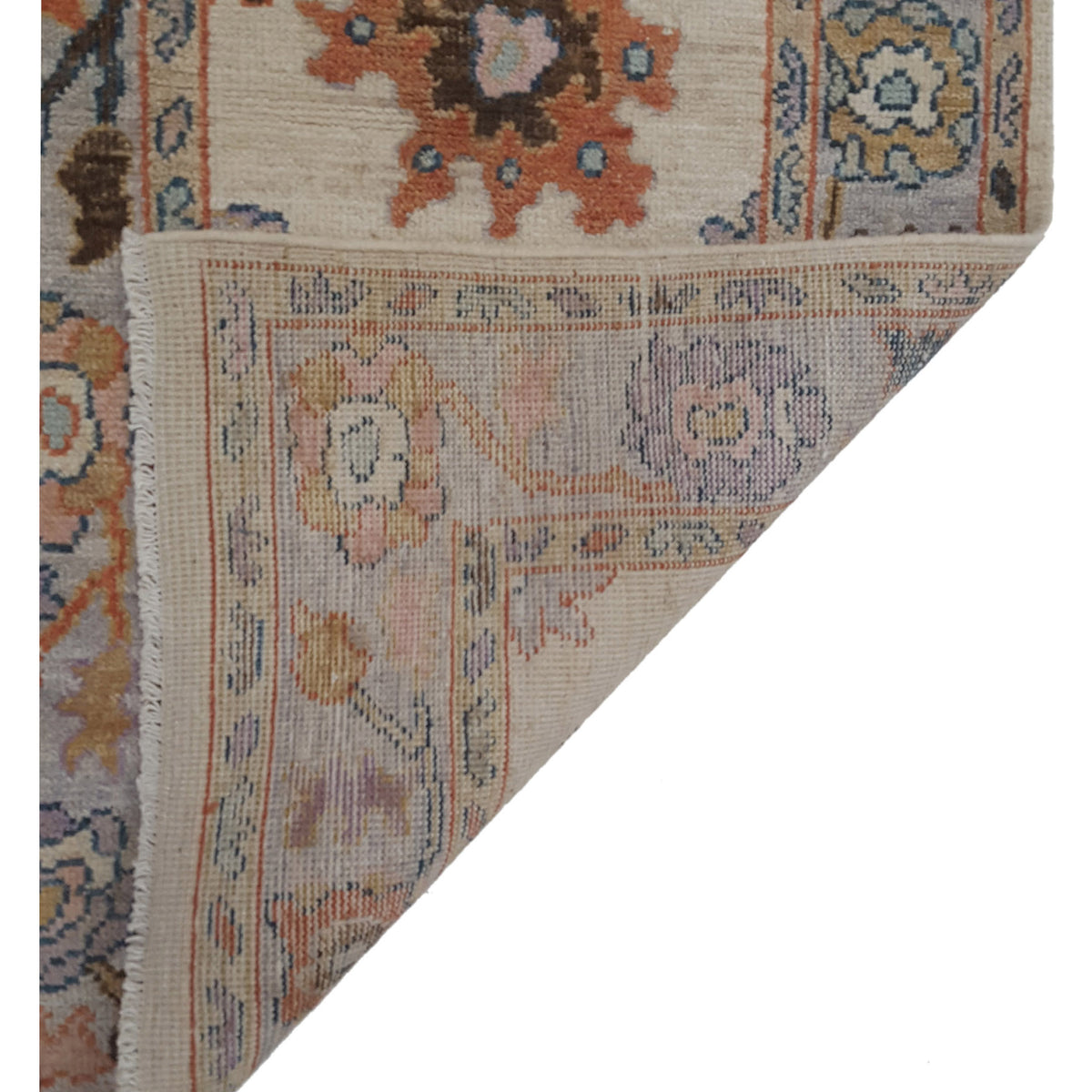 Pacific Ushak Wool Weft 42482 Beige Lavender Transitional Hand Knotted Rug
