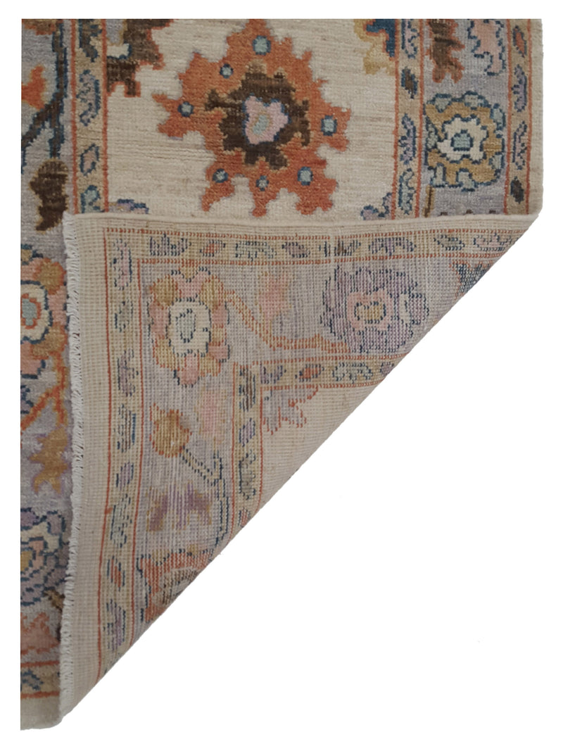 Pacific Ushak Wool Weft 42482 Beige Lavender Transitional Hand Knotted Rug