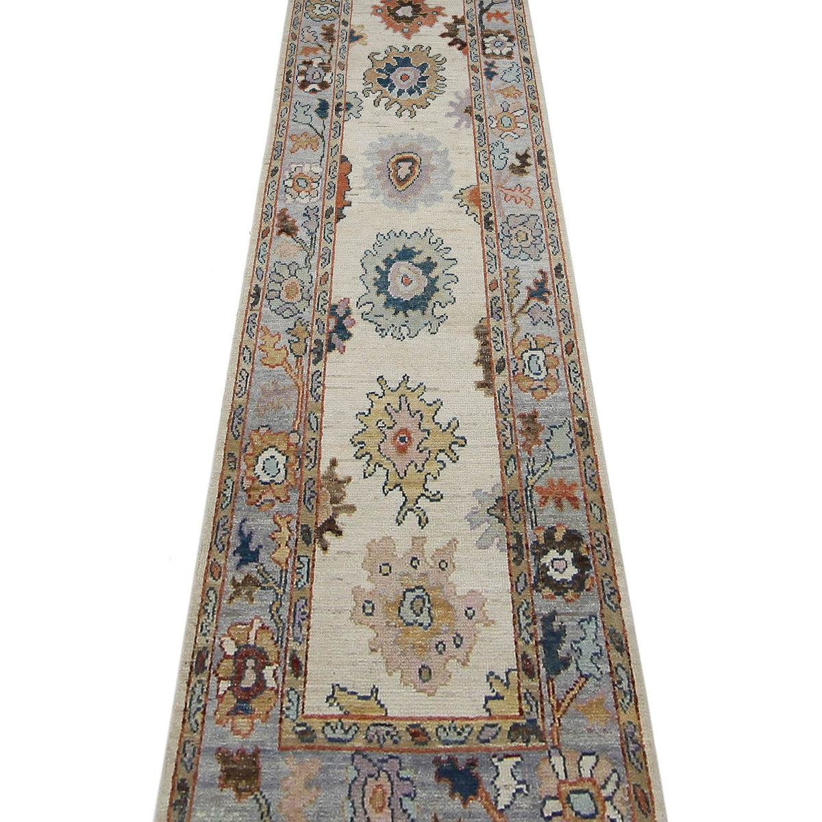 Pacific Ushak Wool Weft 42483 Beige Lavender Transitional Hand Knotted Rug