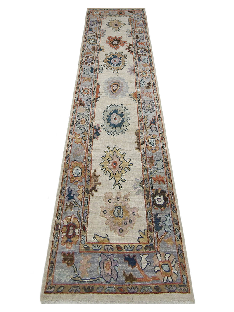 Pacific Ushak Wool Weft 42483 Beige Lavender Transitional Hand Knotted Rug