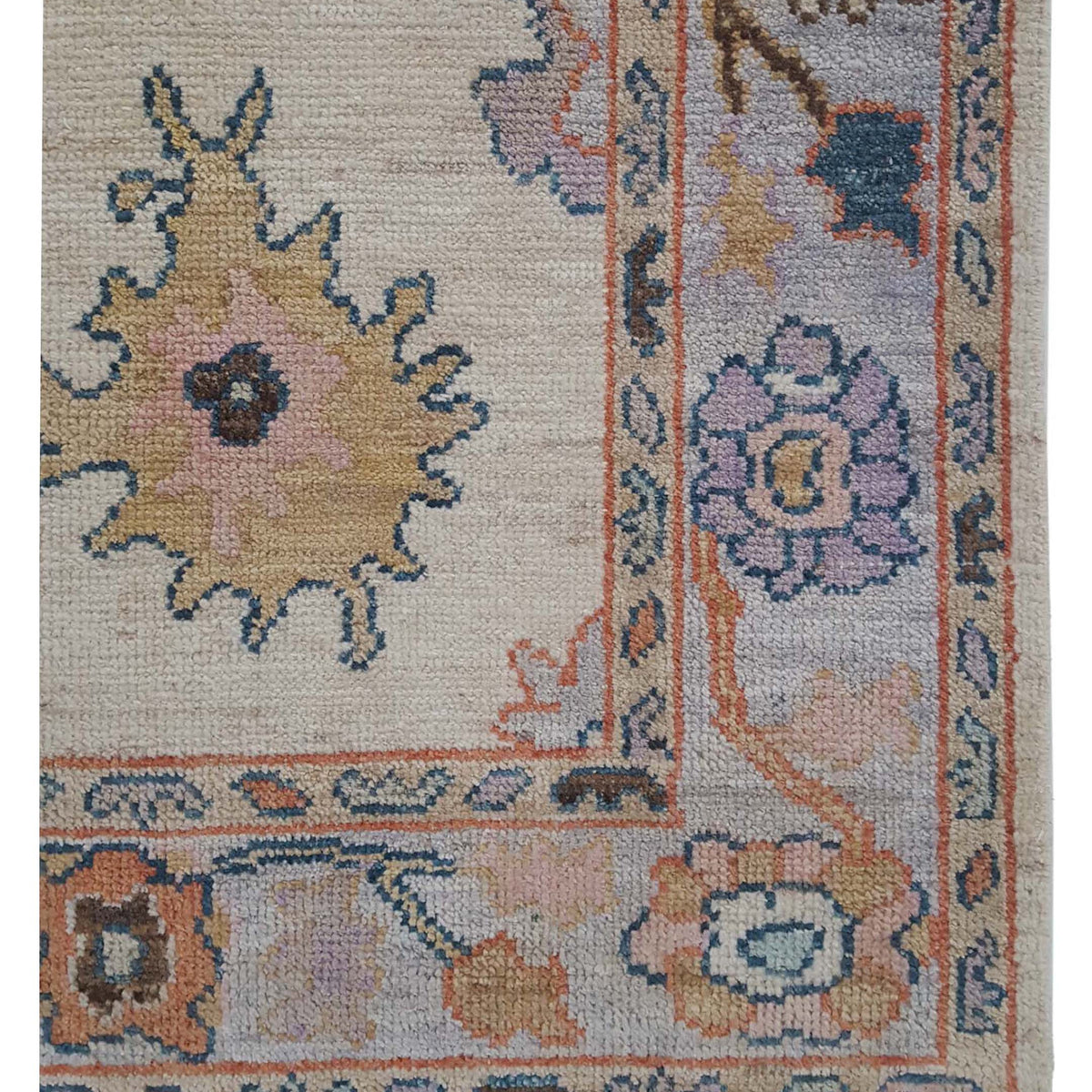 Pacific Ushak Wool Weft 42483 Beige Lavender Transitional Hand Knotted Rug