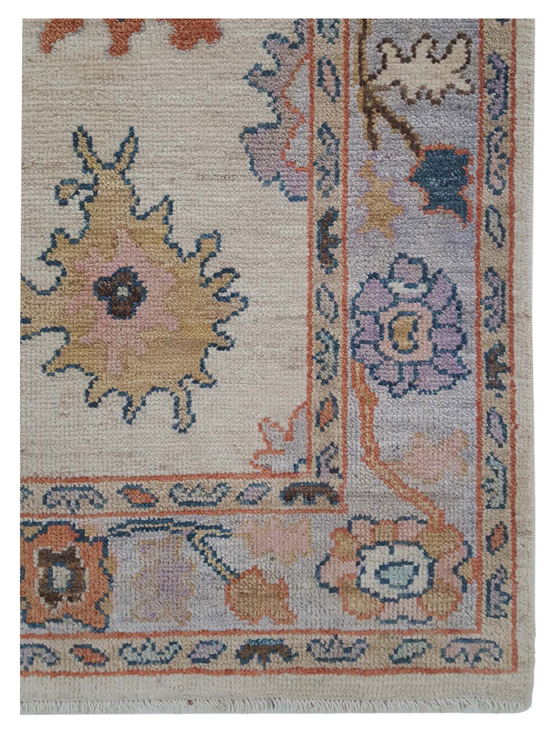 Pacific Ushak Wool Weft 42483 Beige Lavender Transitional Hand Knotted Rug