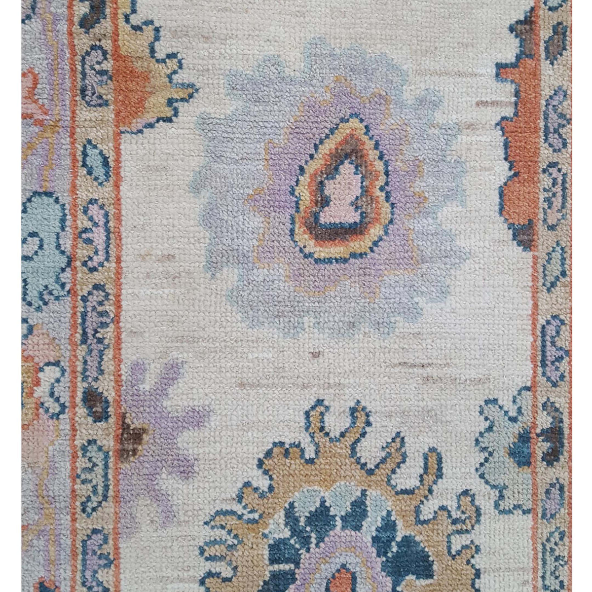 Pacific Ushak Wool Weft 42483 Beige Lavender Transitional Hand Knotted Rug