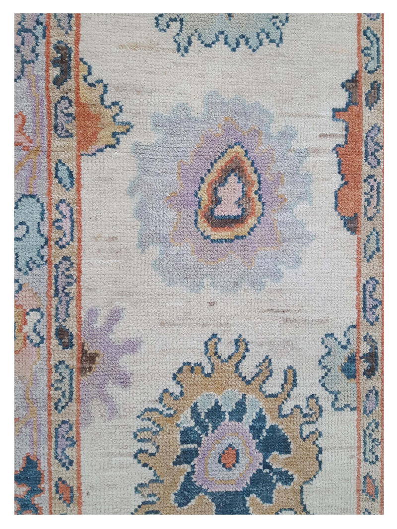 Pacific Ushak Wool Weft 42483 Beige Lavender Transitional Hand Knotted Rug