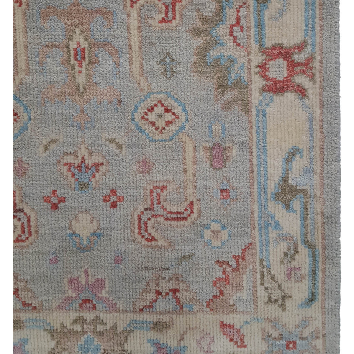Pacific Ushak Wool Weft 42484 Grey Beige Transitional Hand Knotted Rug