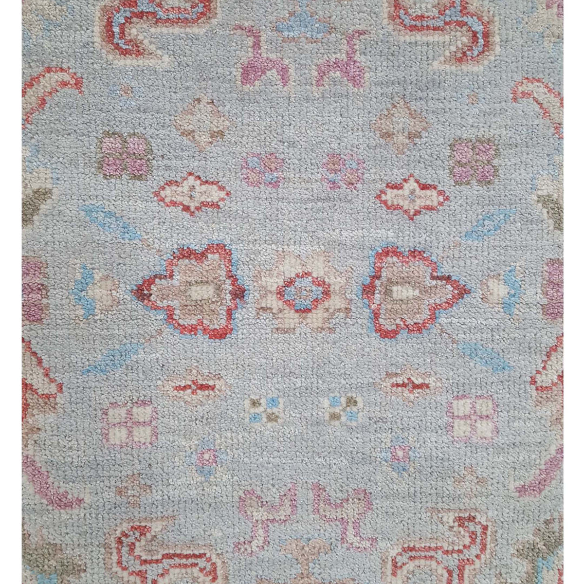 Pacific Ushak Wool Weft 42484 Grey Beige Transitional Hand Knotted Rug