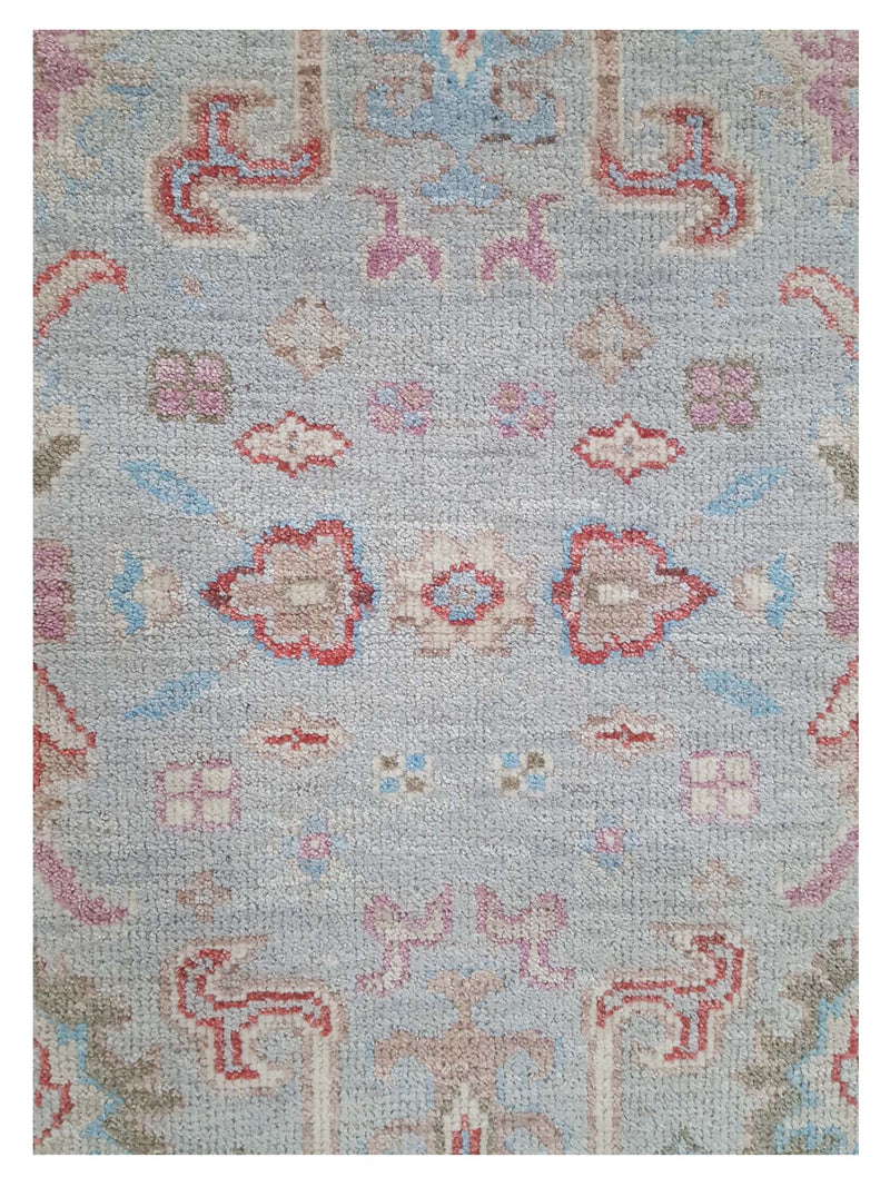 Pacific Ushak Wool Weft 42484 Grey Beige Transitional Hand Knotted Rug