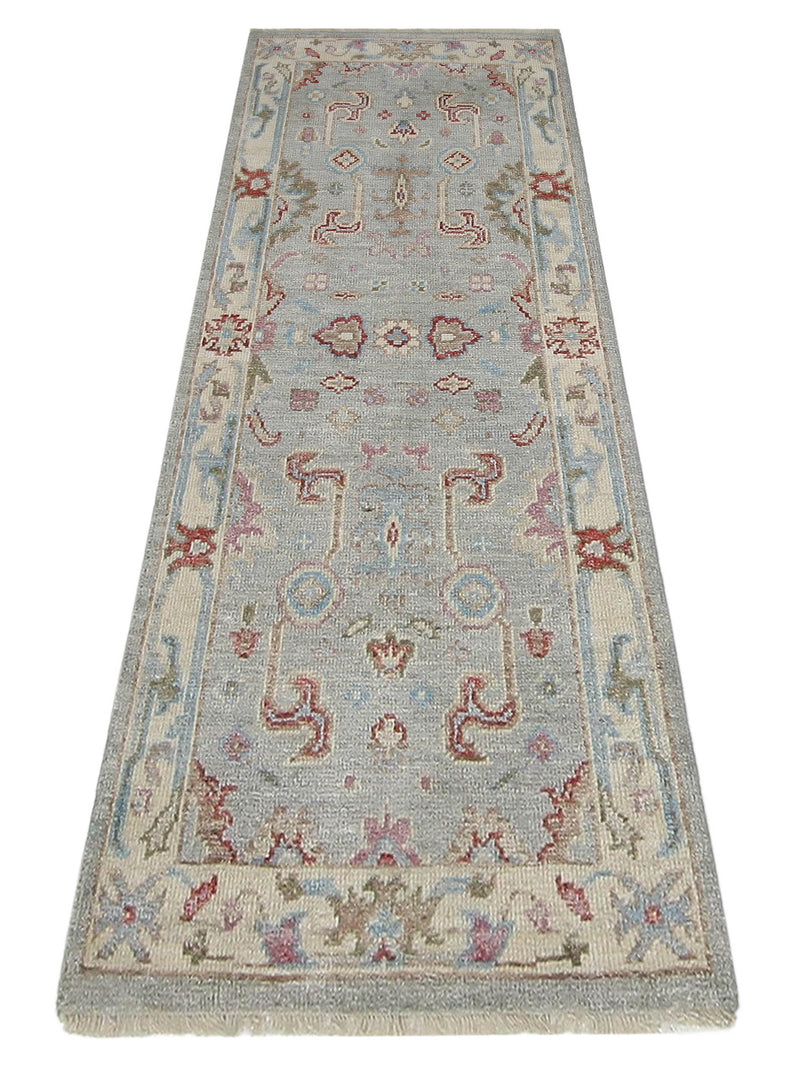 Pacific Ushak Wool Weft 42485 Grey Beige Transitional Hand Knotted Rug