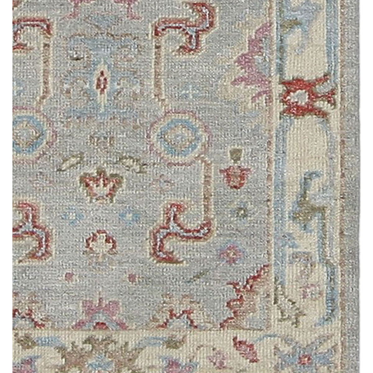 Pacific Ushak Wool Weft 42485 Grey Beige Transitional Hand Knotted Rug