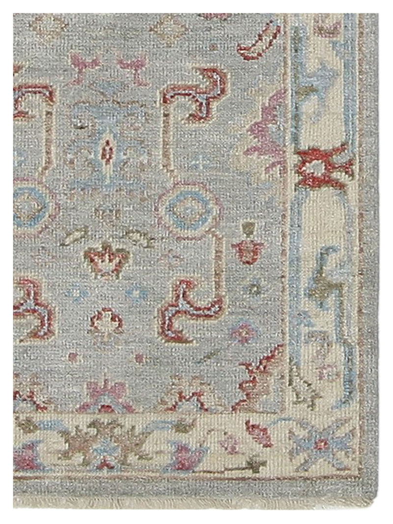 Pacific Ushak Wool Weft 42485 Grey Beige Transitional Hand Knotted Rug