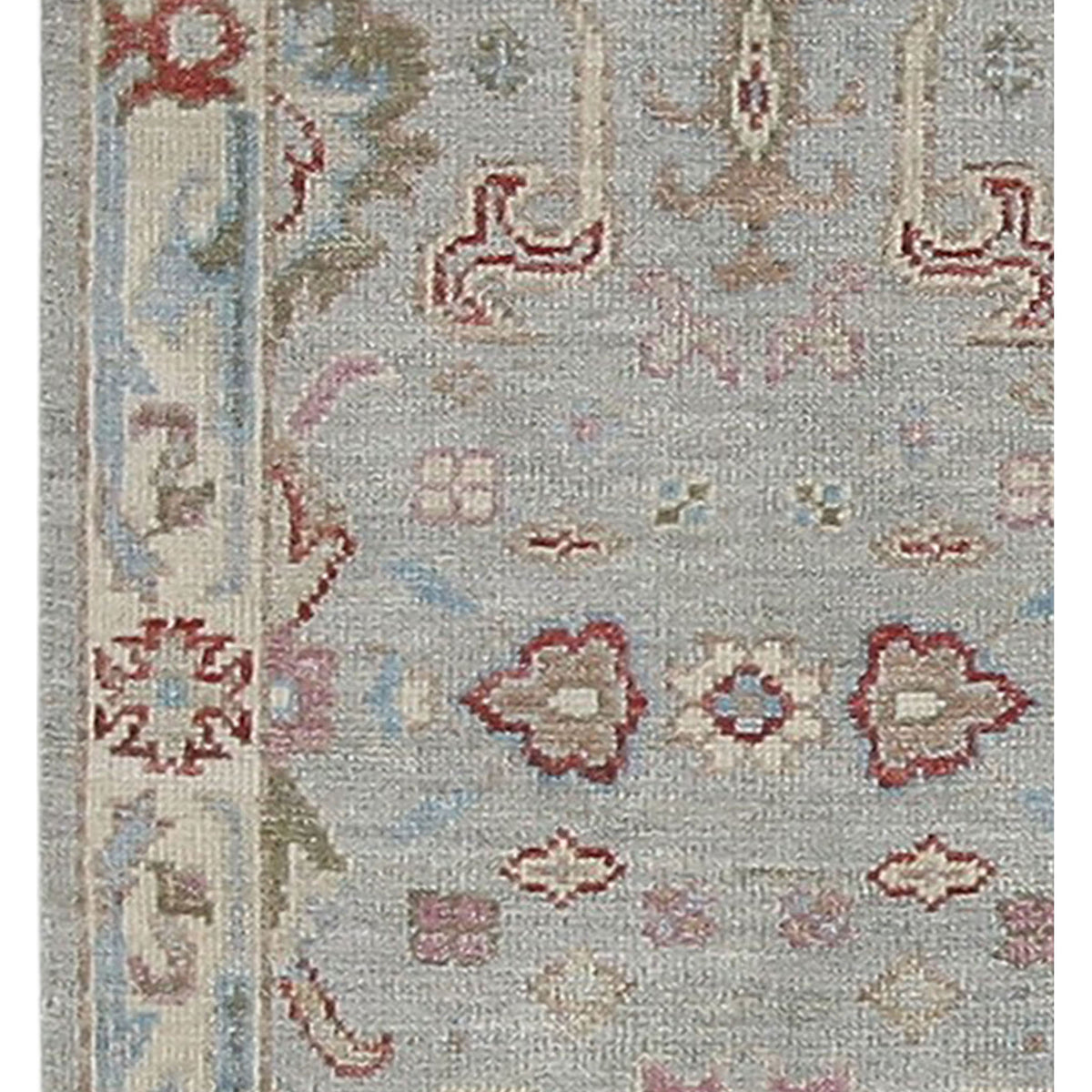 Pacific Ushak Wool Weft 42485 Grey Beige Transitional Hand Knotted Rug