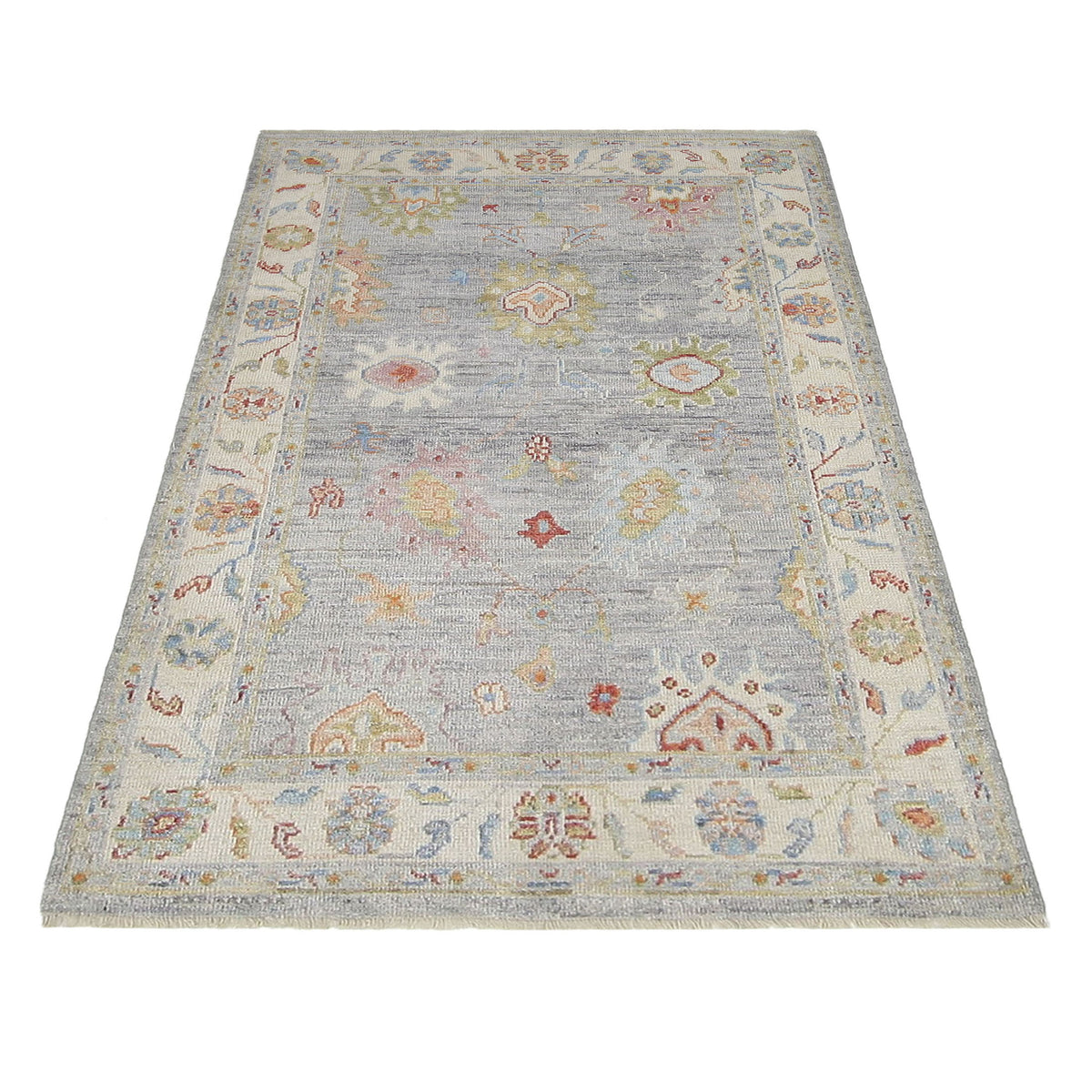 Pacific Ushak Wool Weft 42486 Lavender Ivory Transitional Hand Knotted Rug