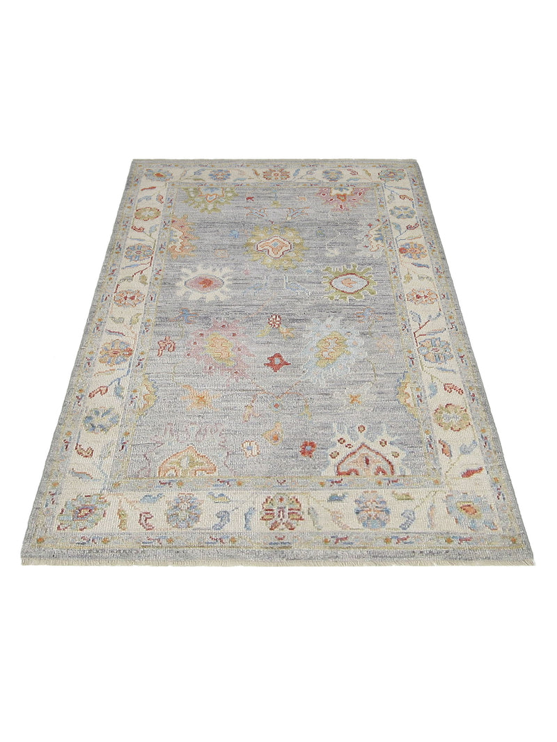 Pacific Ushak Wool Weft 42486 Lavender Ivory Transitional Hand Knotted Rug