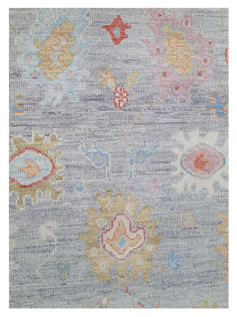 Pacific Ushak Wool Weft 42486 Lavender Ivory Transitional Hand Knotted Rug