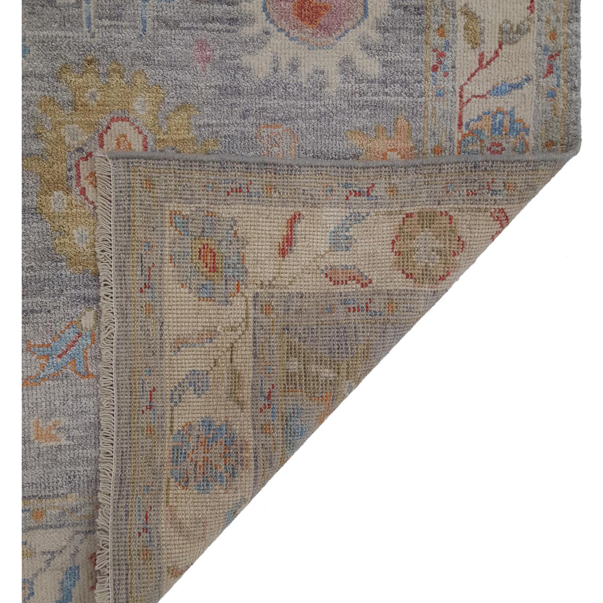 Pacific Ushak Wool Weft 42486 Lavender Ivory Transitional Hand Knotted Rug