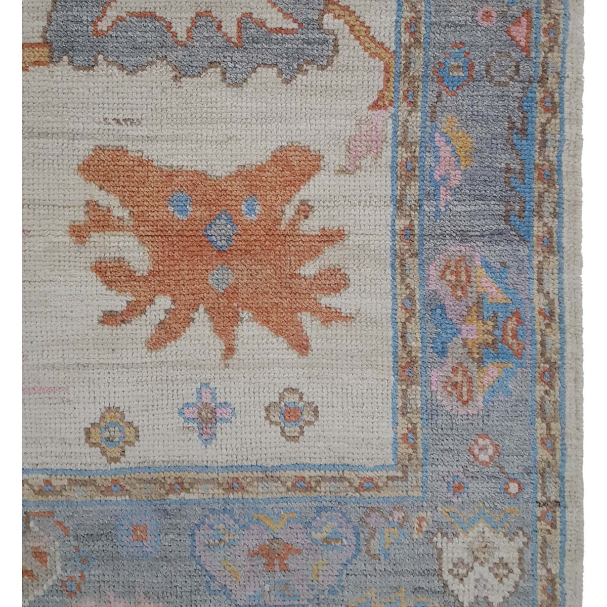 Pacific Ushak Wool Weft 42487 Ivory Multi Transitional Hand Knotted Rug
