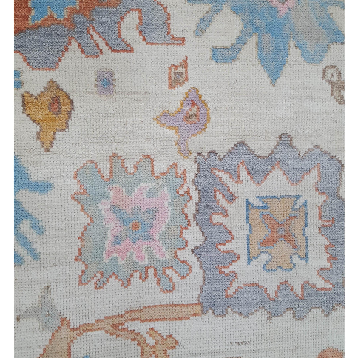 Pacific Ushak Wool Weft 42487 Ivory Multi Transitional Hand Knotted Rug