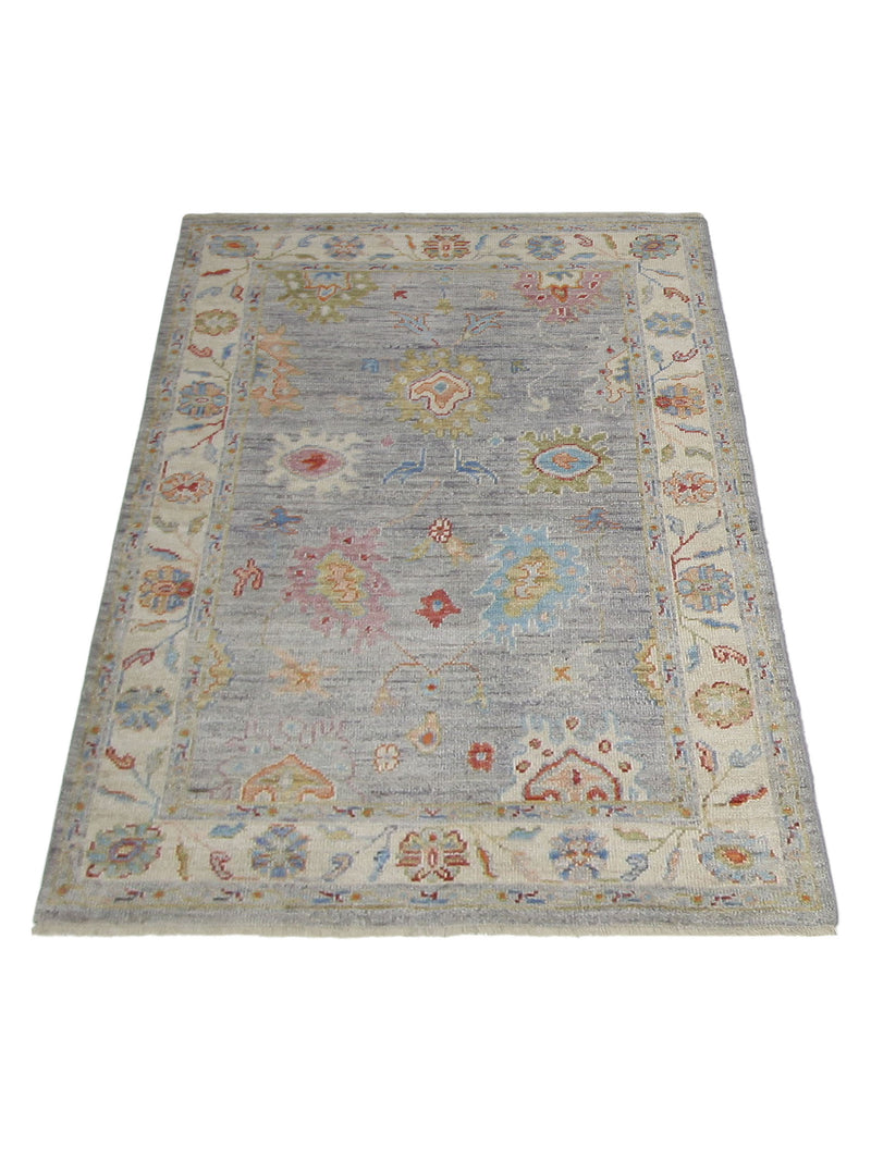 Pacific Ushak Wool Weft 42489 Ivory Multi Transitional Hand Knotted Rug