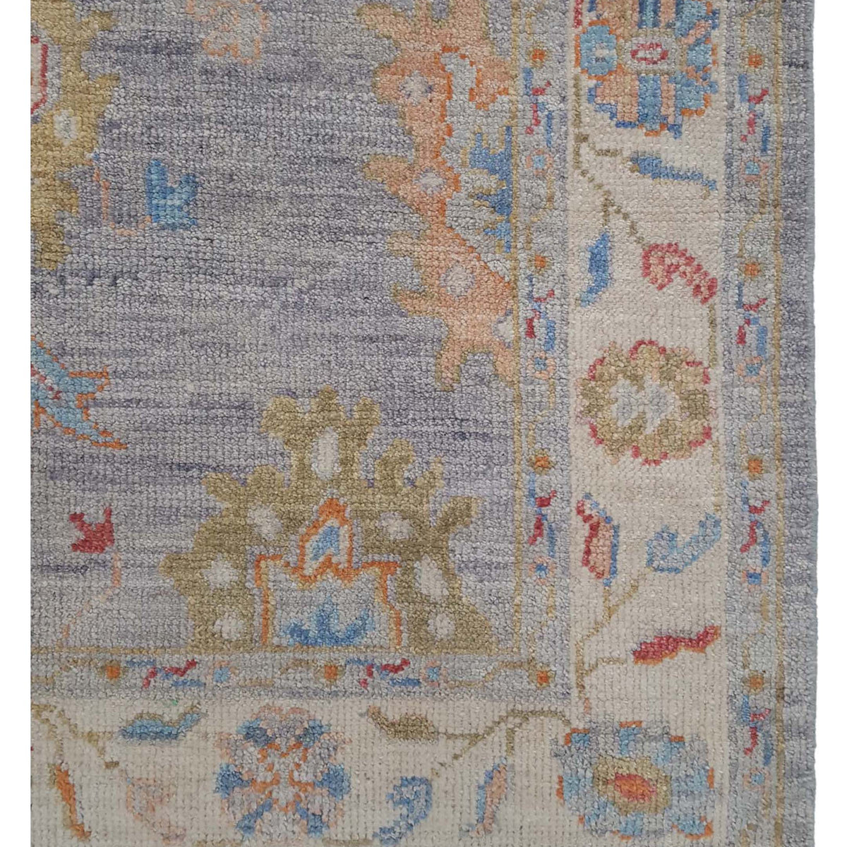 Pacific Ushak Wool Weft 42489 Ivory Multi Transitional Hand Knotted Rug